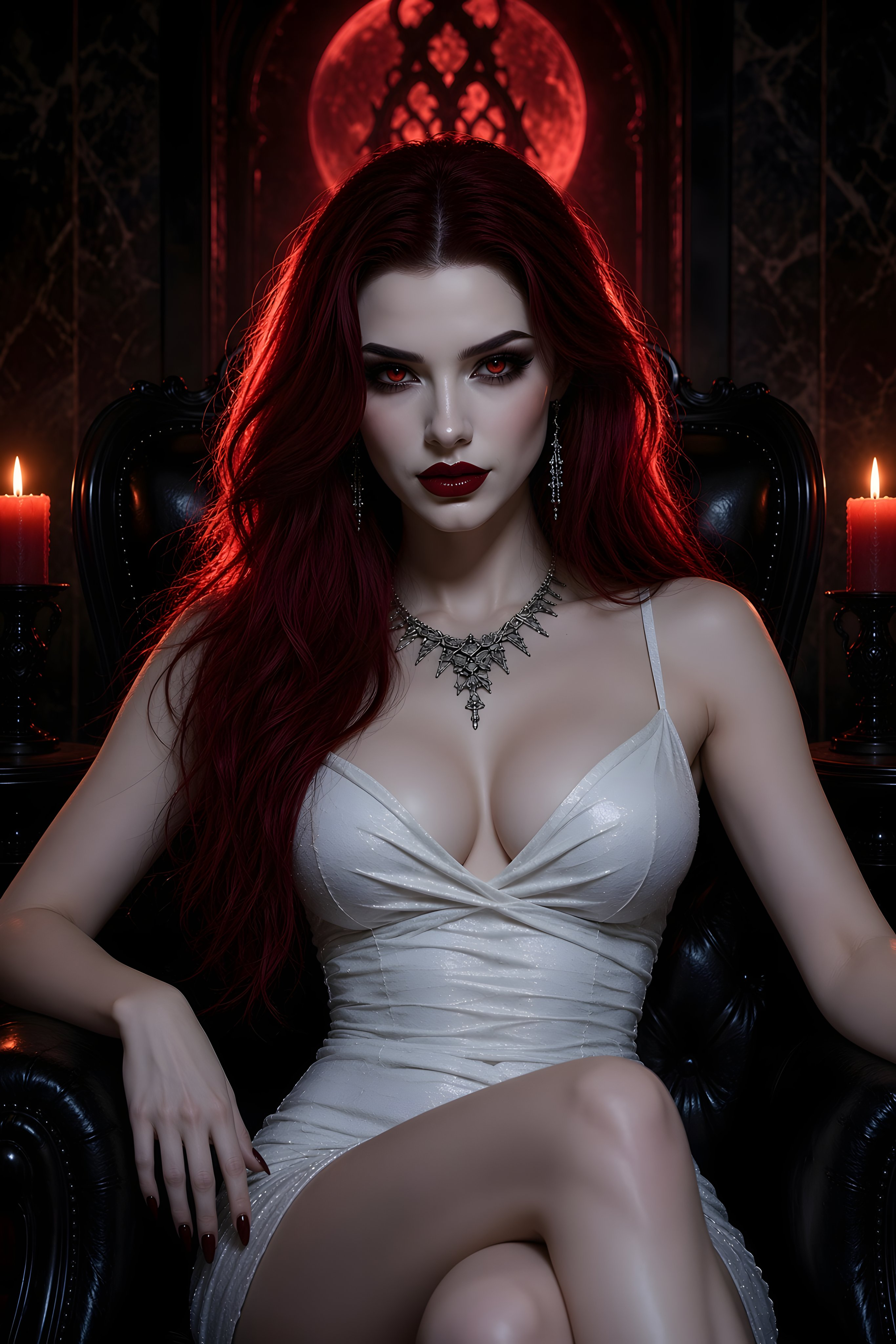 Nanda, the red-haired club hostess in her silver dress